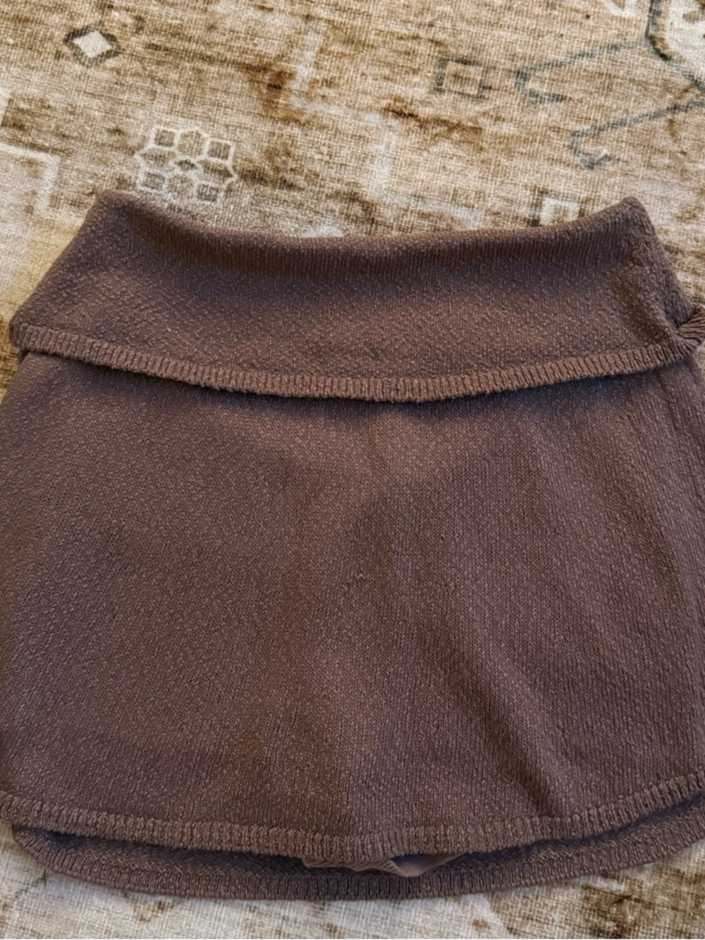 FP Beach Brown Knit Fold-Over Waist Skirt